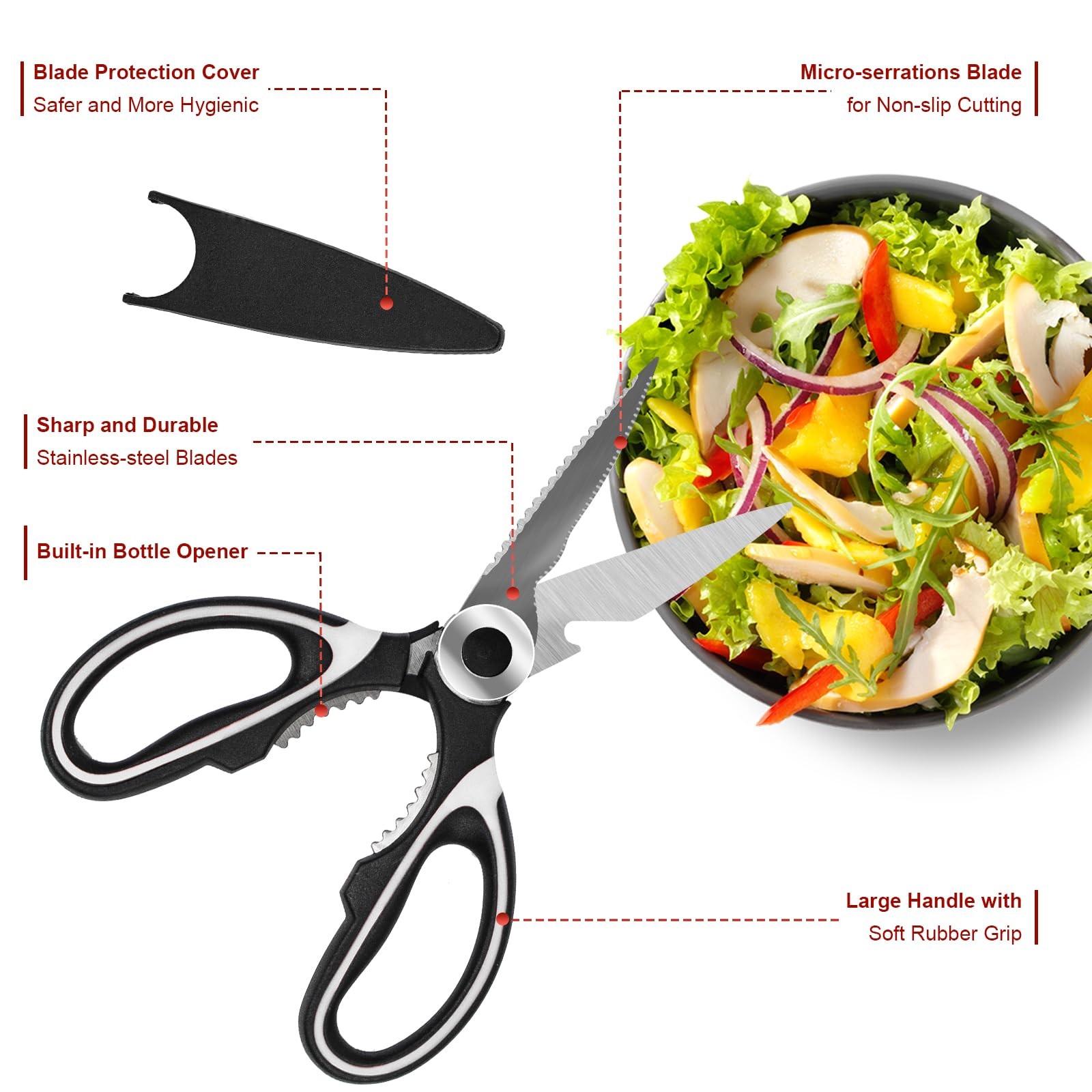 SZHLUX 2-Pack Kitchen Scissors Heavy Duty, Premium Sharp Kitchen Shears for F...