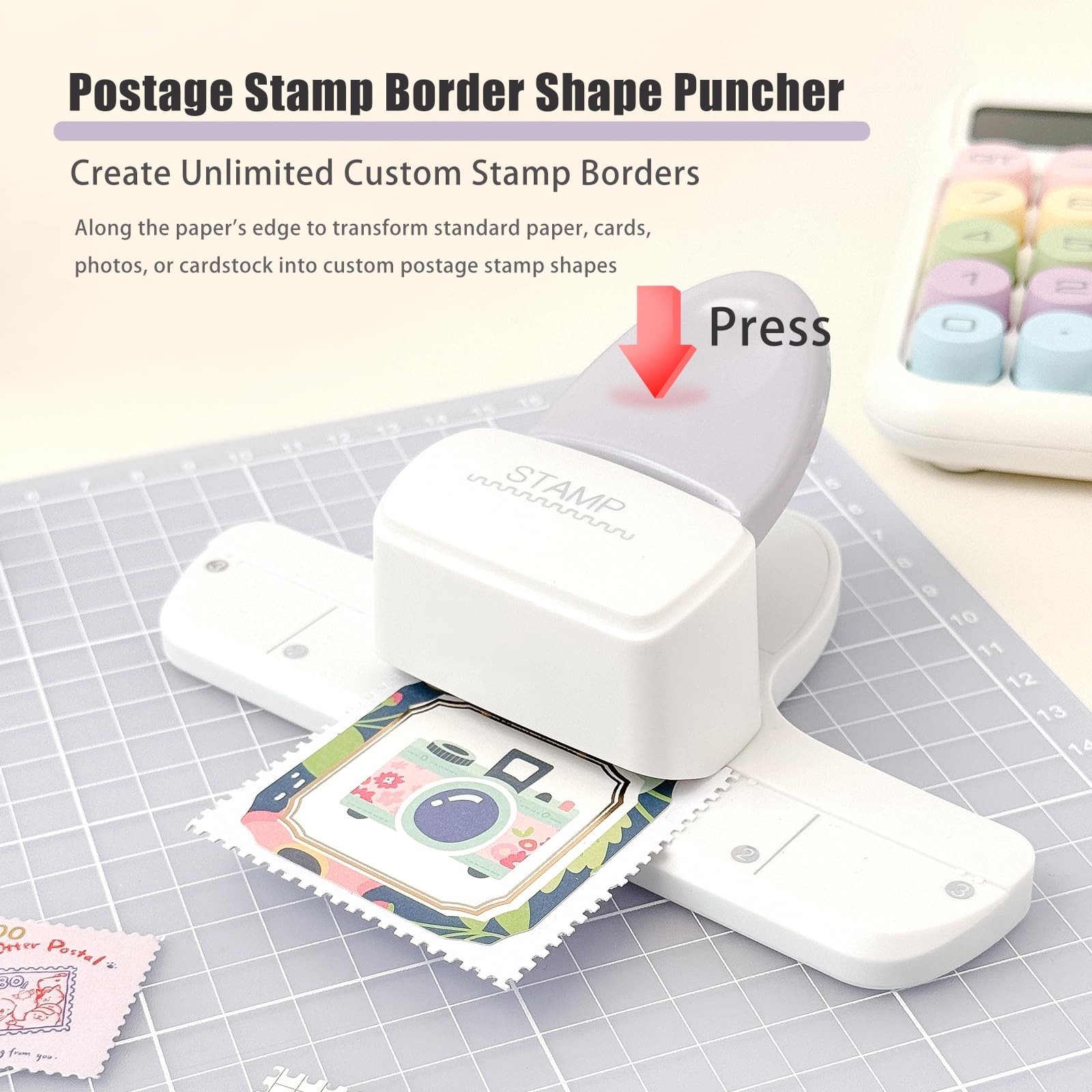 Stamp Puncher - Adjustable Postage Stamp Border Punch Stamp Shaped Paper Punc...