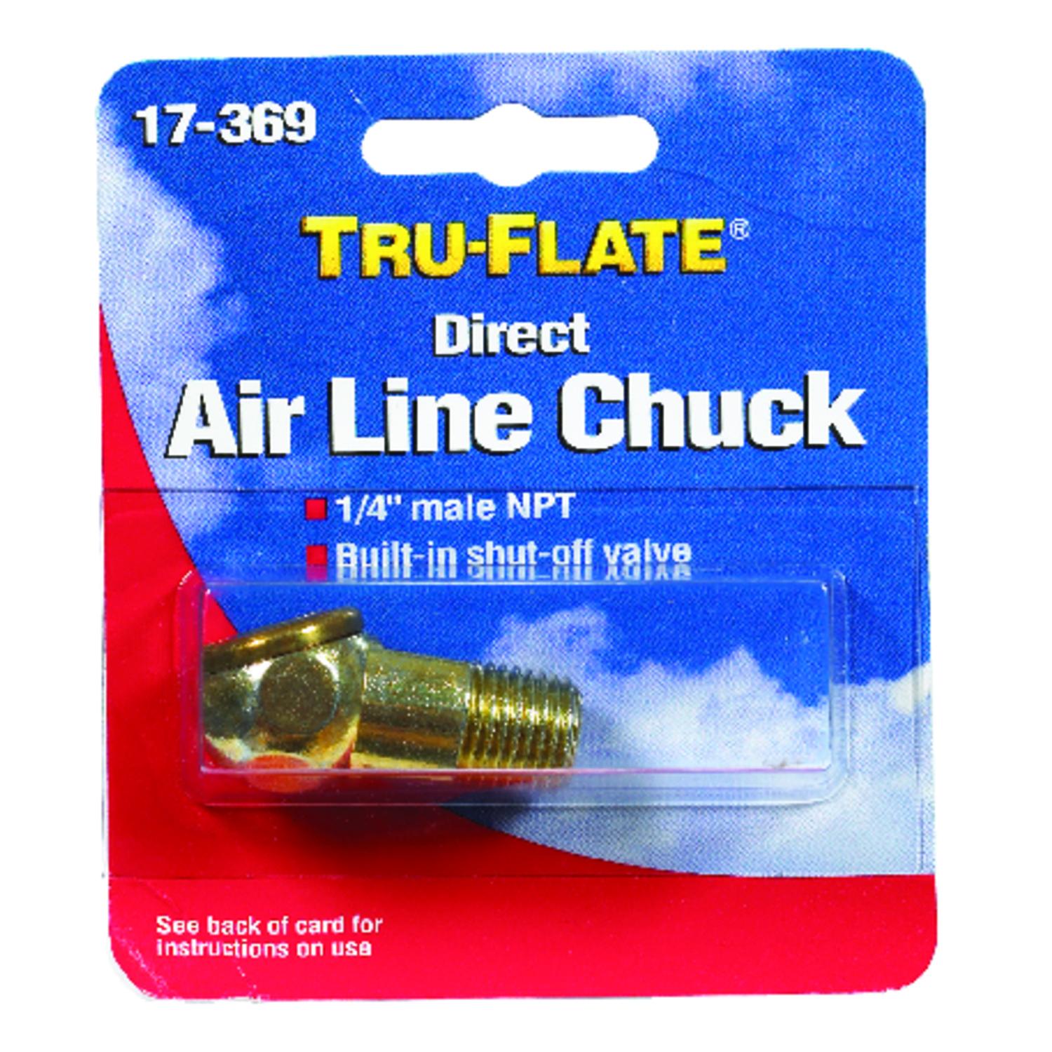 Tru-Flate Brass Air Line Chuck 1/4 in. Male 1 pc (Pack of 4)