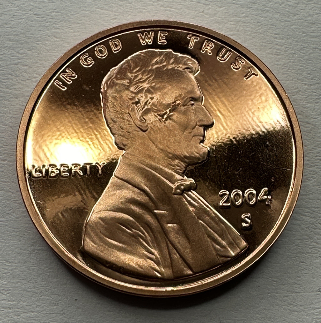 2004-S Lincoln Memorial 1cent Proof Penny from US Mint Proof Set.