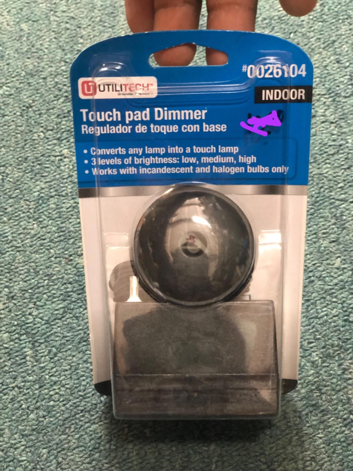 Utilitech #0026104 Black Touch Pad LAMP Dimmer Switch NEW SEALED PACKAGE