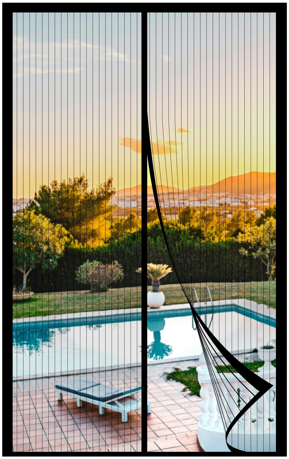 Magnetic Screen Door Mesh Fits 34" x 82" Door - Curtain Size 36" x 84", Works...