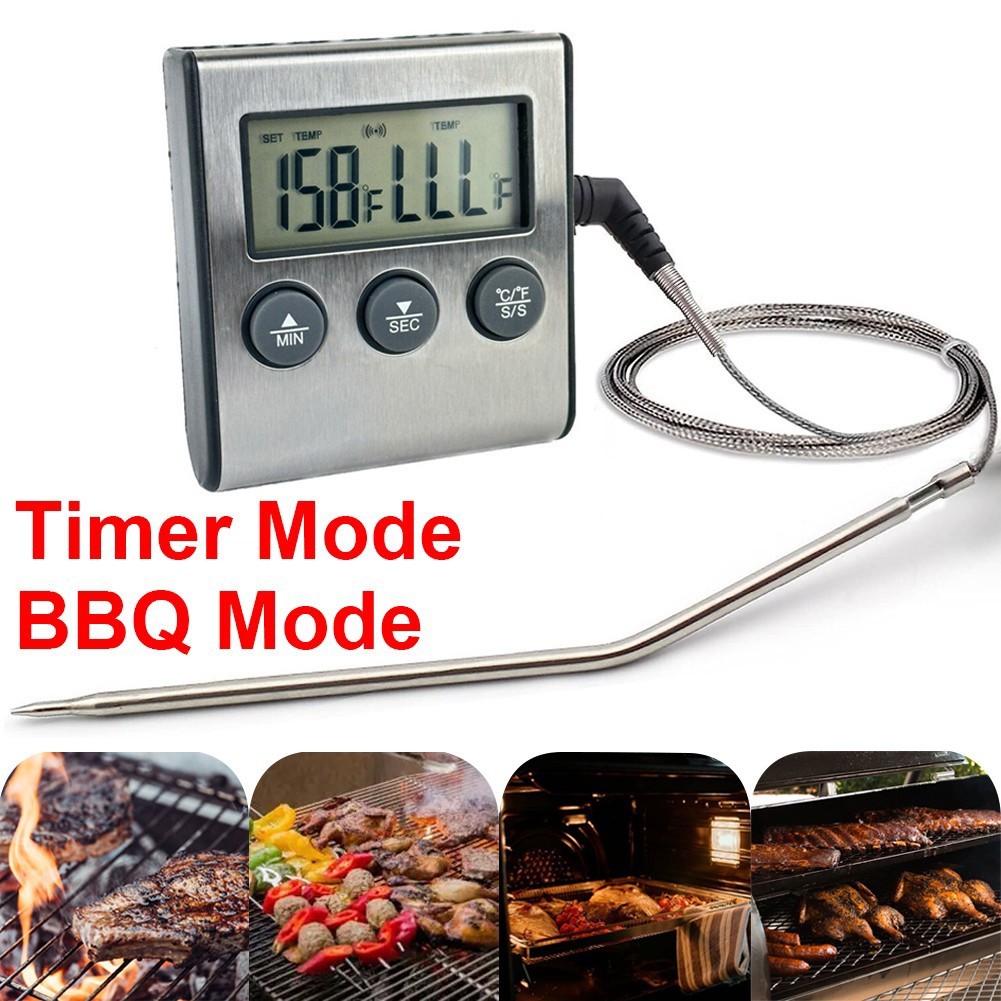 Remote Kitchen Digital Cooking Thermometer Probe Meat Food Temperature w/Timer