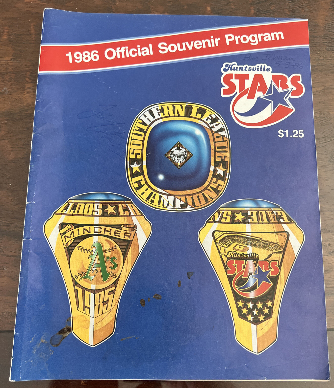 1986 Huntsville Stars Program Rings Cover VG-EX