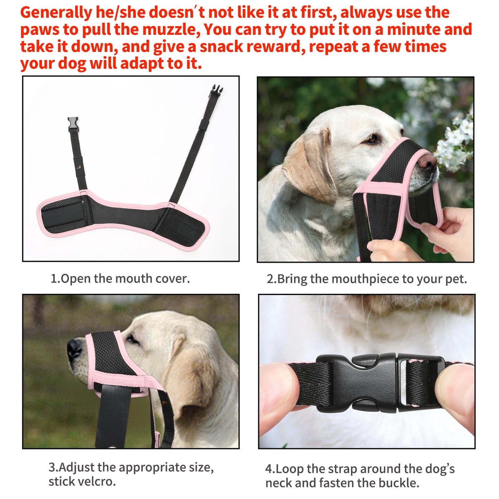Dog Muzzle Nylon Soft Anti-Biting Barking SecureMesh Breathable Pets Muzzle f...