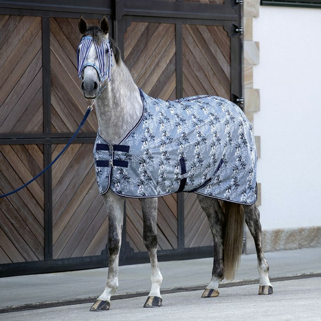 HKM Sole Mio Flowers Fly Rug  or Sheet- Smokey Blue - US 72 - Euro 135 cm