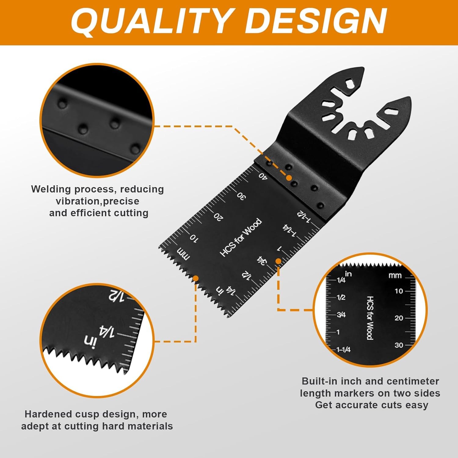 50 Pack Oscillating Tool Blade - Universal Titanium Multitool Blades, Black