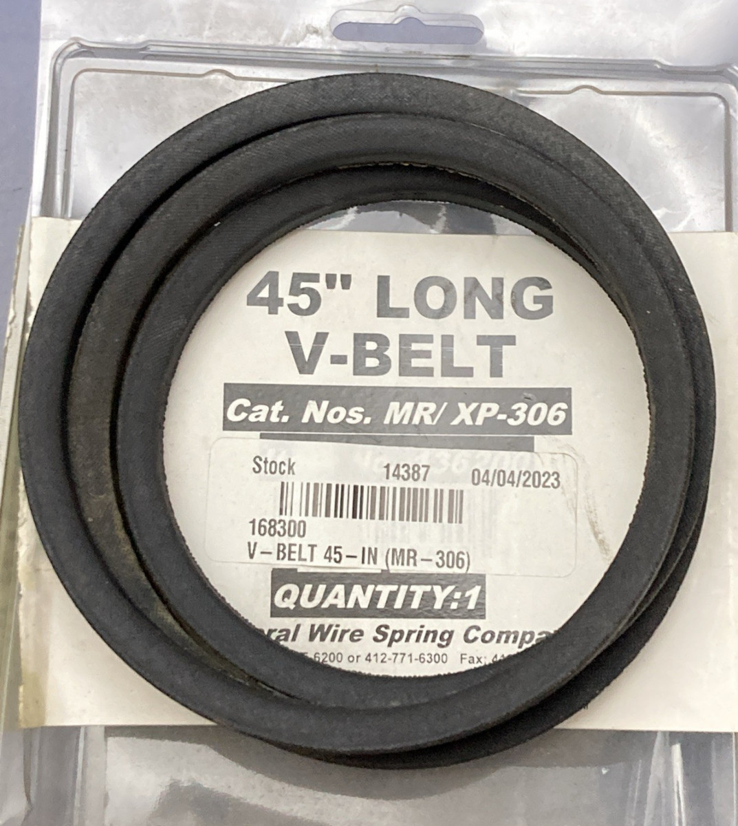 NEW GENUINE GENERAL WIRE SPRING MR-306 168300 45" V-Belt for Mini-Rooter Pro