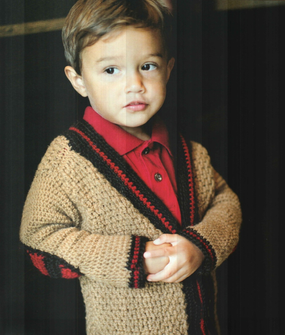 SCHOOL CARDIGAN SWEATER 2 BOY SIZES CROCHET PATTERN INSTRUCTIONS