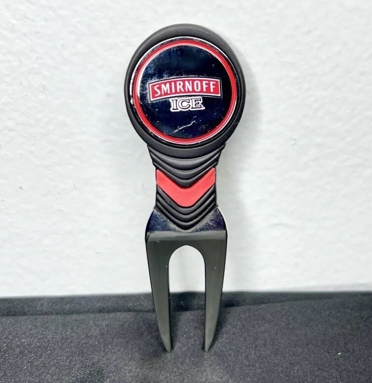 Smirnoff Ice Metal 3” Golf Divot Tool & 1" Coin Ball Marker Black Red Silver