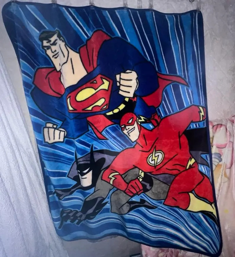 DC Comics Personalized Superman Batman Flash Heroes Fleece Blanket