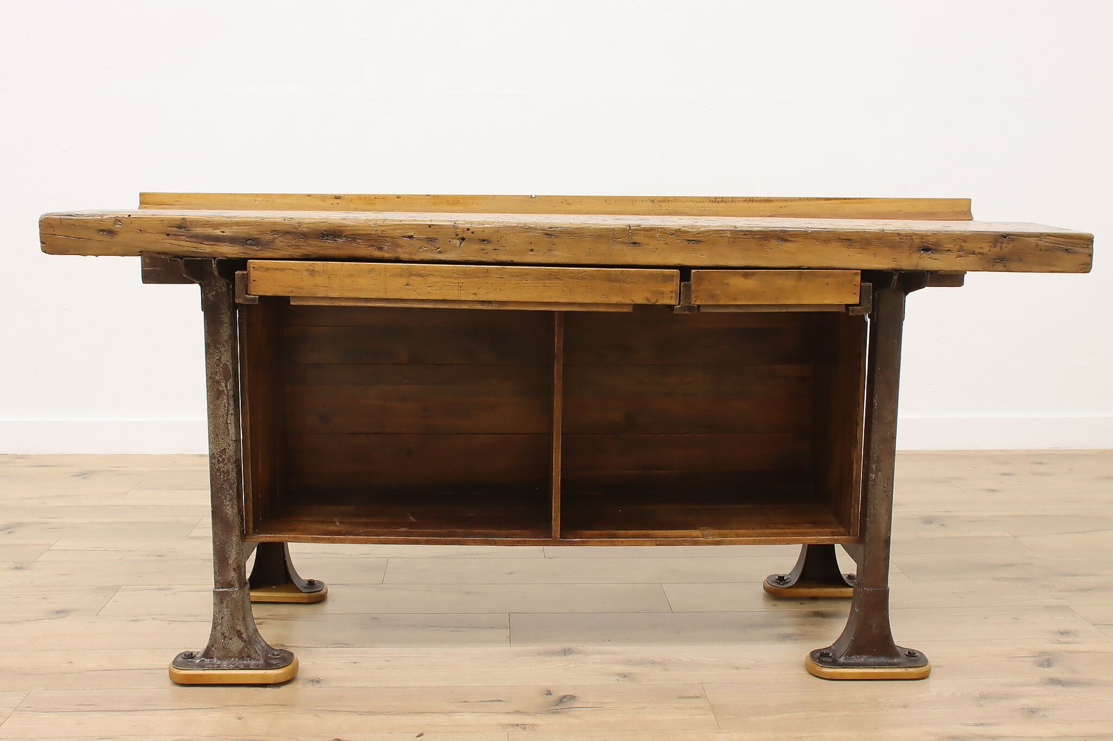 Industrial Antique Elm Workbench Wine Table Kitchen Island #55902