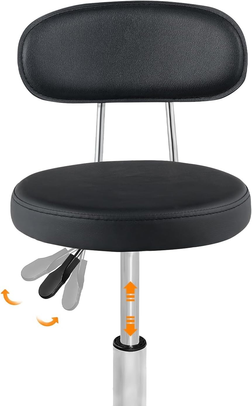 Height Adjustable Rolling Stool 360° Rotating Drafting Chair Office Desk Chair