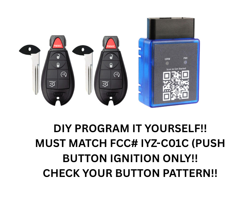 NEW DIY BUNDLE FOR JEEP GRAND CHEROKEE FOBIK PAIR IYZ-C01C PUSH BUTTON IGNITION