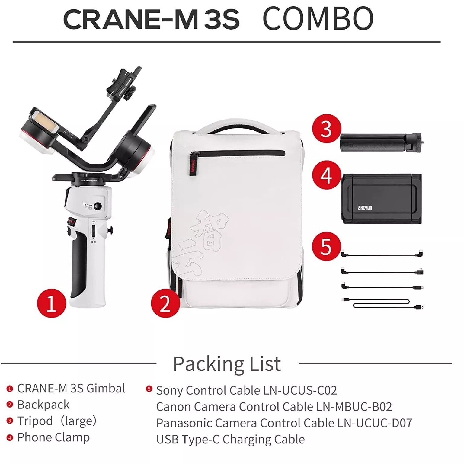ZHIYUN Crane M3S Combo 3-Axis Gimbal Stabilizer for Mirrorless Camera Action Cam