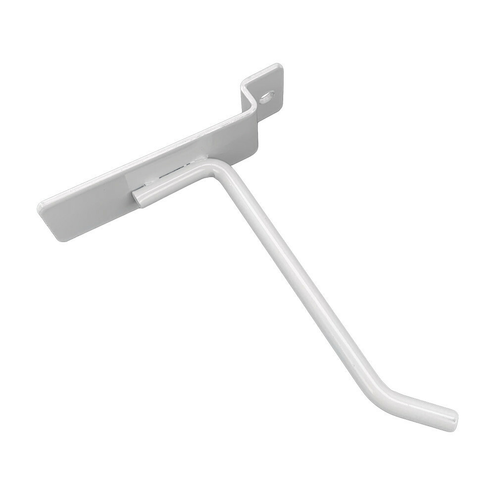 4" Slatwall Hook Panel Display Hooks, 1/4" Thickness Metal, Gloss White - PACK 2