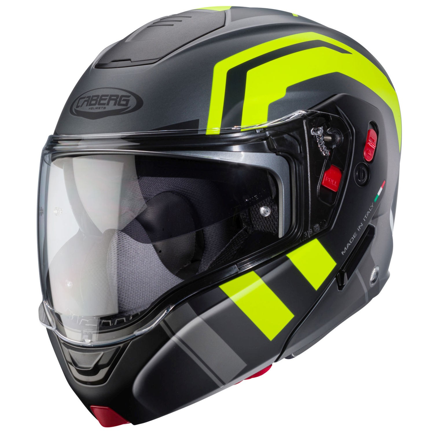 Caberg Flip Up Helmet Horus X Road Matte Gun Metallic/Black Fluo Yellow - Size XS