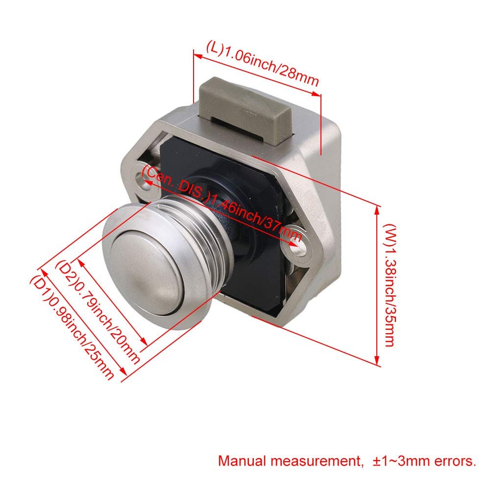Push Button Keyless Locks Latch Knob Cupboard 2cm Hole RV Drawer Set 5