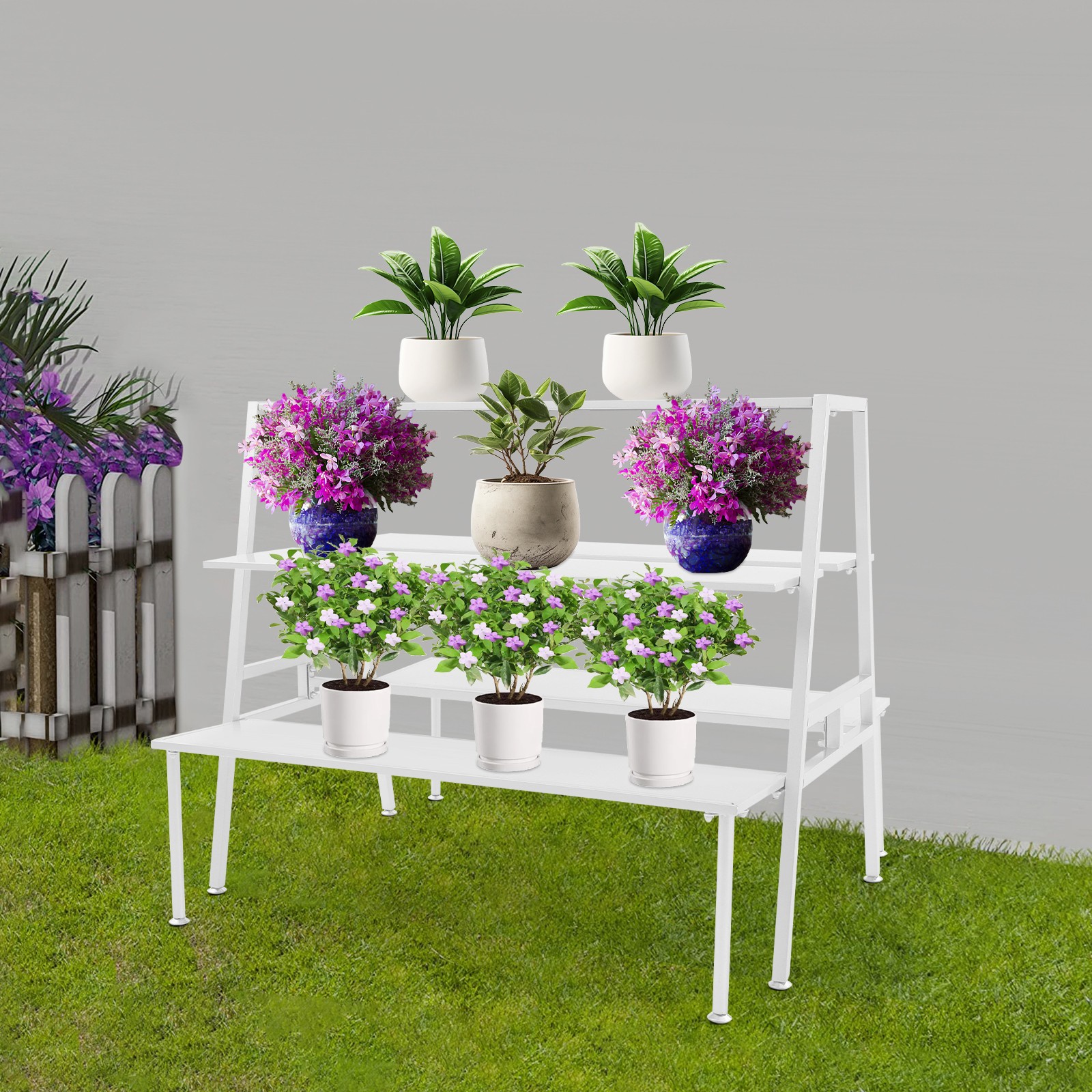 Modern Standing Display Rack, Double Side Clothing Shop Display Tables White