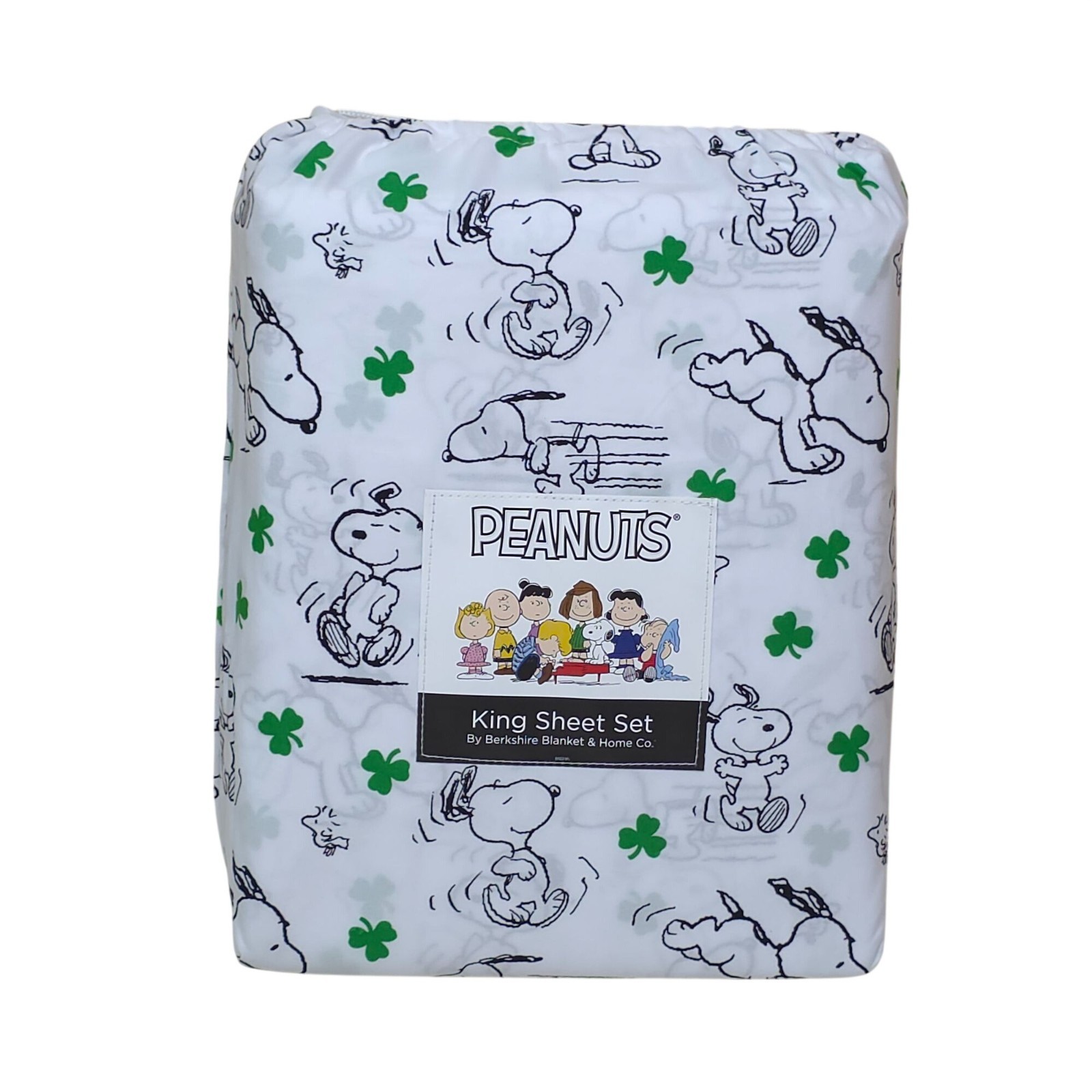 Peanuts Snoopy King Sheet Set Shamrock St Patrick's Day By Berkshire Spring