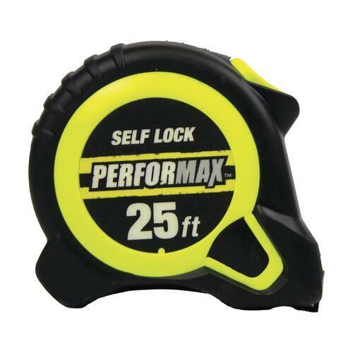 Self Locking 25' Tape Measure Push Button with Fractional Graduation 1" Blade