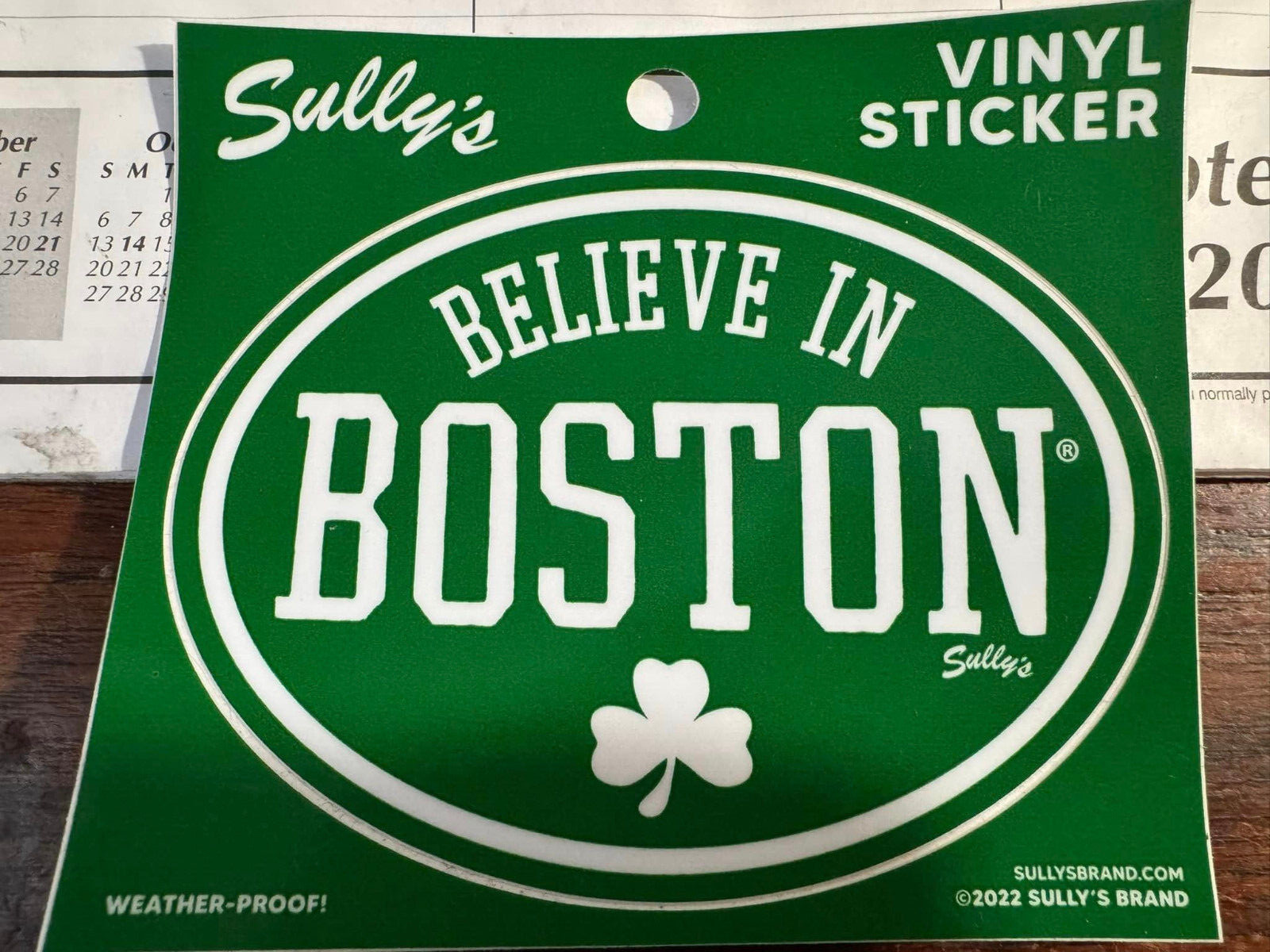 Believe in Boston Celtics vinyl sticker  Sully's shamrock