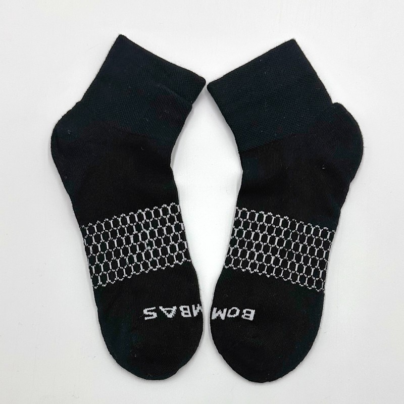 NWT 3 Pairs Men's Performance Running Cushion Quarter Socks Size M Black BOMBAS