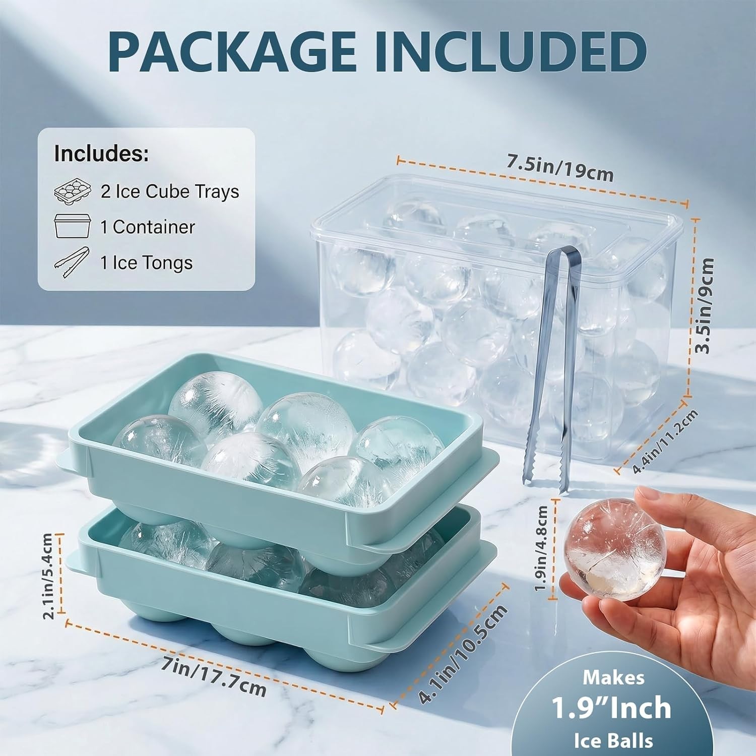 1.9" Round Ice Cube Mold Set - Effortless Easy Fill & Twist Release
