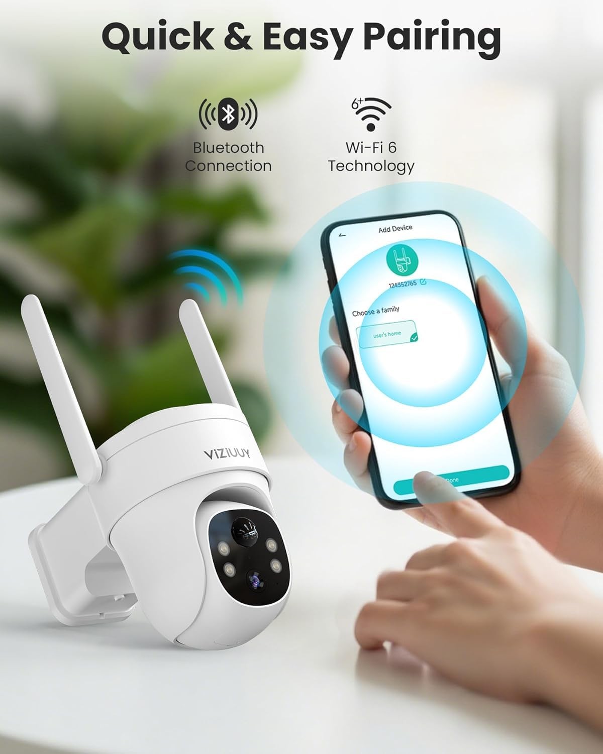 VIZIUUY 3MP Solar Security Cameras Wireless Outdoor, 3MP-1PK, White - Cam