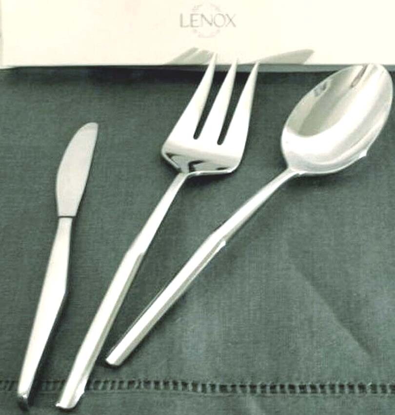 Lenox Acacia 3 piece Serving Set Stainless Flatware New