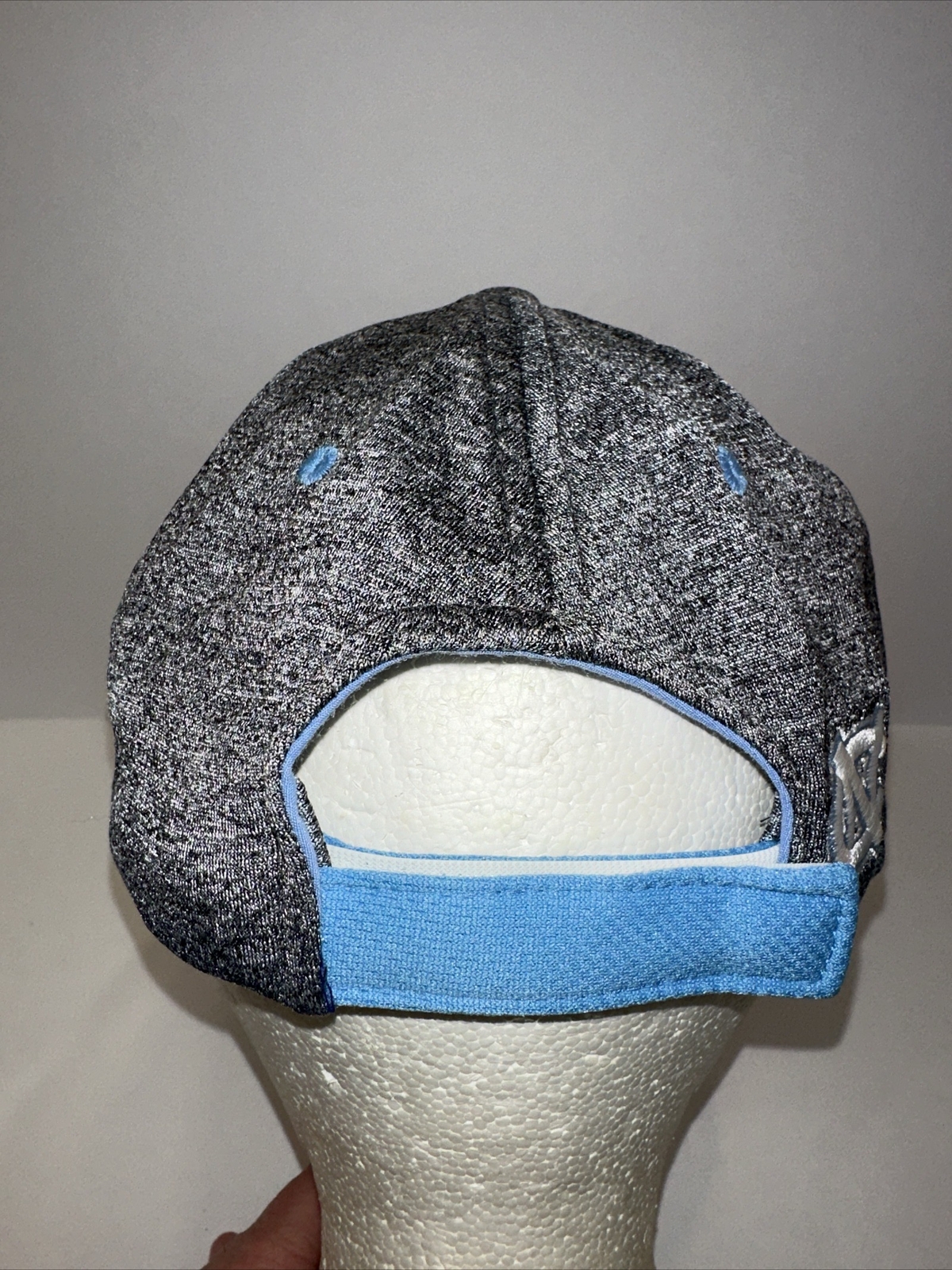 Carolina Tar Heels Gray Heather on Blue Hat Cap w Heather Gray Hook Loop Zephyr