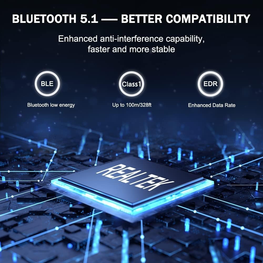 High-Performance USB Bluetooth 5.1 Adapter: Extend Your Wireless Range to 300FT