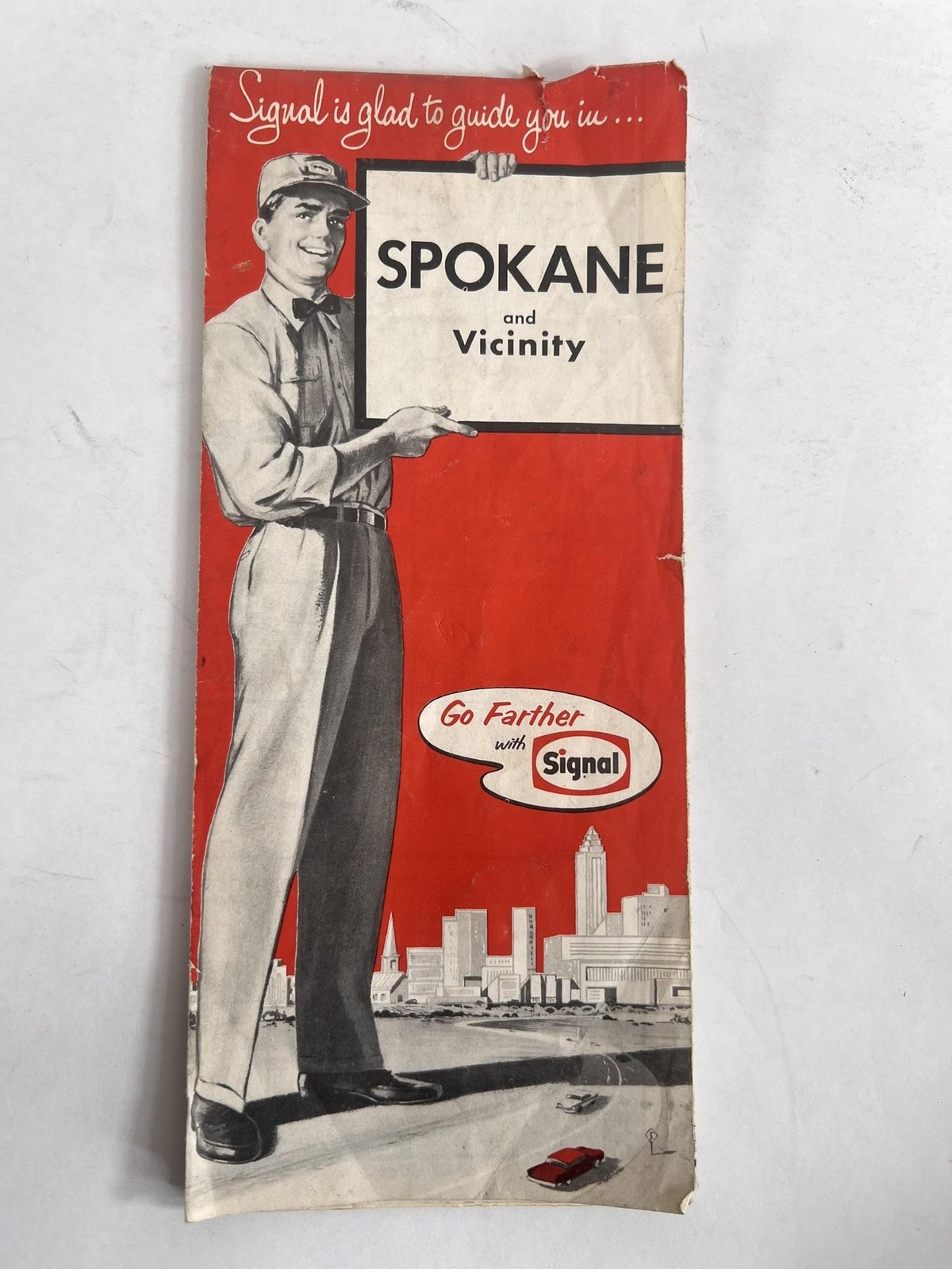 Vintage 1960s Signal Spokane Washington Road Map Gas Station Folded Brochure