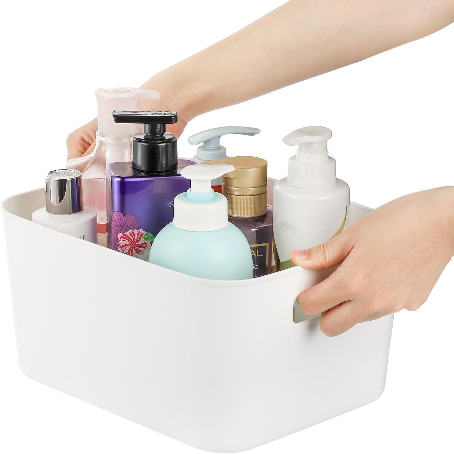 Minimalist White Open Storage Bins - 5 Pack for Kitchen and Office Organization