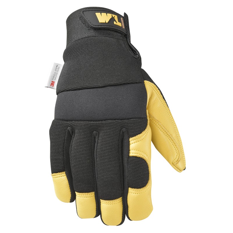 Wells Lamont 3223XL Black/Yellow Cowhide Leather Men's Winter Gloves X-Large