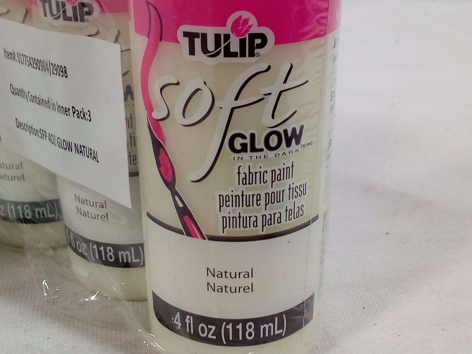 Lot of 3 Tulip Fabric Paint 4oz Slick - Natural Glow