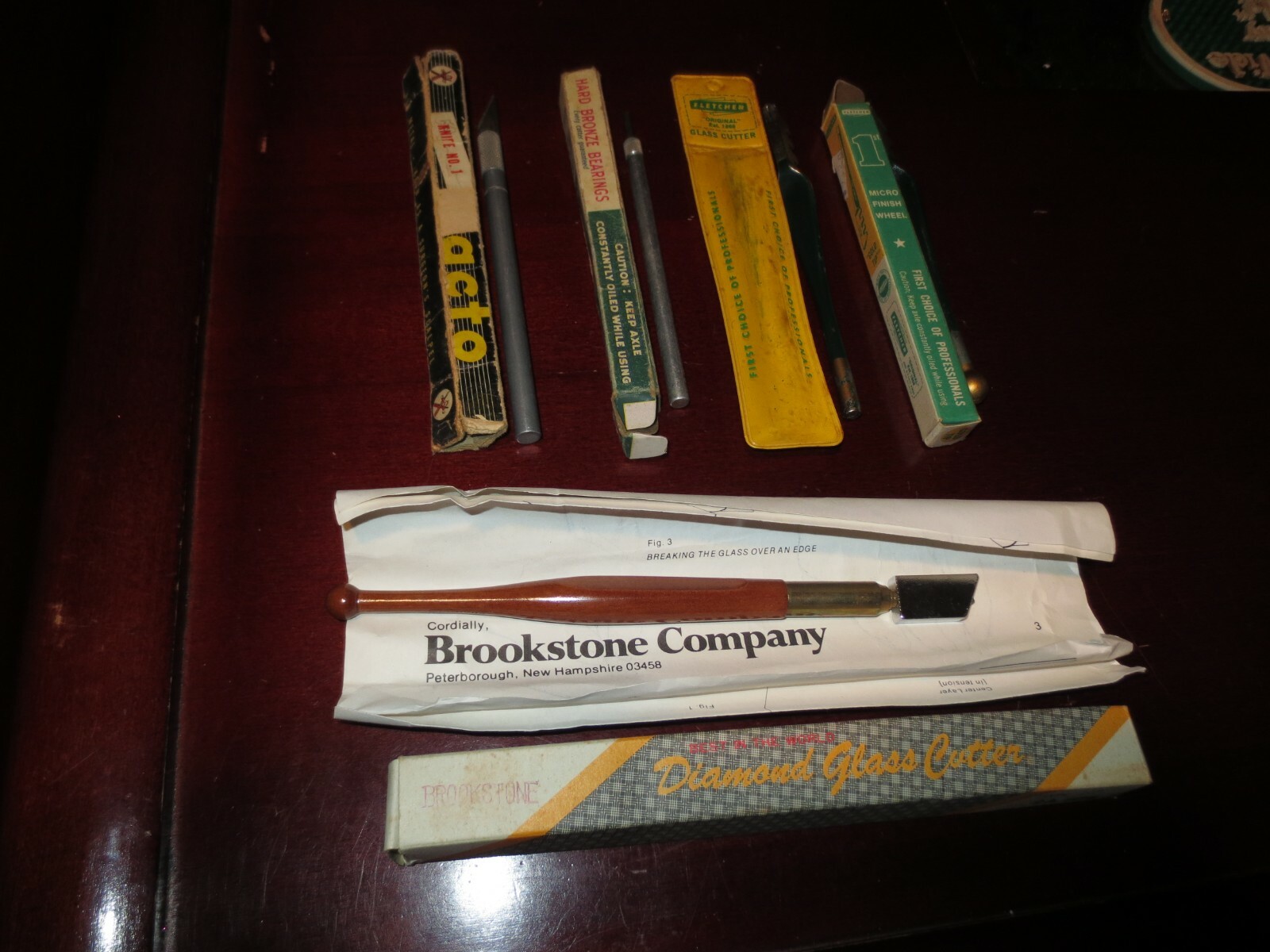 Brookstone 2A  Japan Diamond Fletcher Terry 01 Lot of 5 Glass Cutters Gold Tip