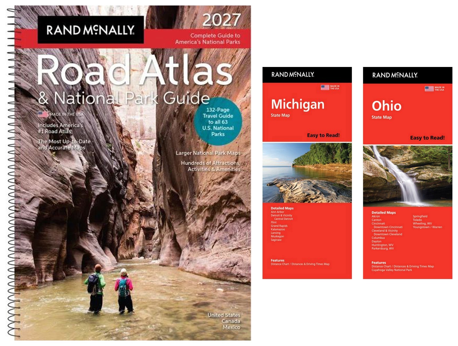 Rand McNally 2027 Road Atlas & National Park Guide + Easy-to-Read MI & OH Maps