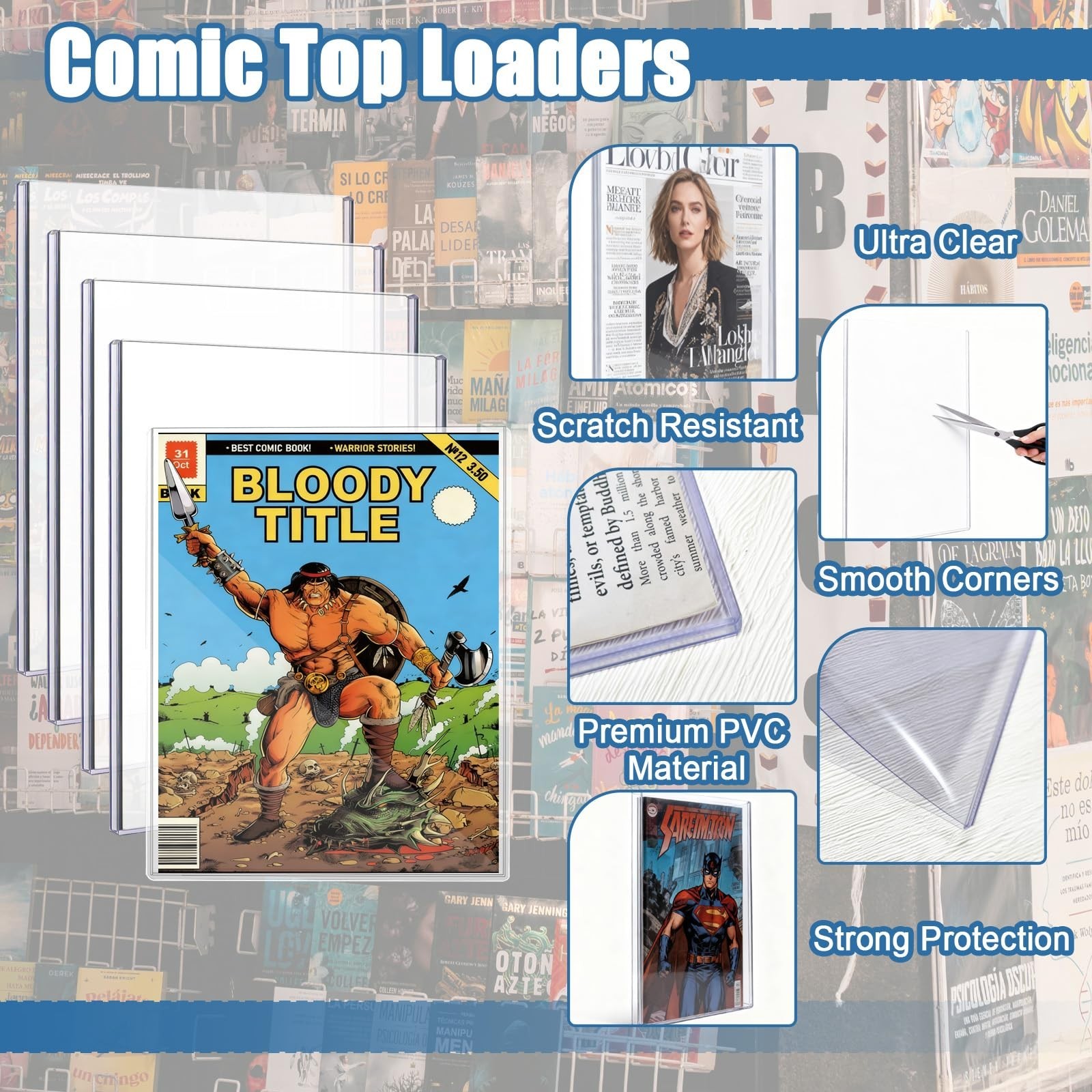Comic Book Top Loaders 10ct - Rigid Plastic Sleeves for Modern Comics Storage &