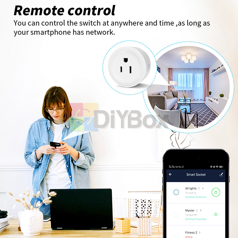 10A Smart Plug Voice Wifi Mini Socket Outlet Remote Timer with metering US Plug