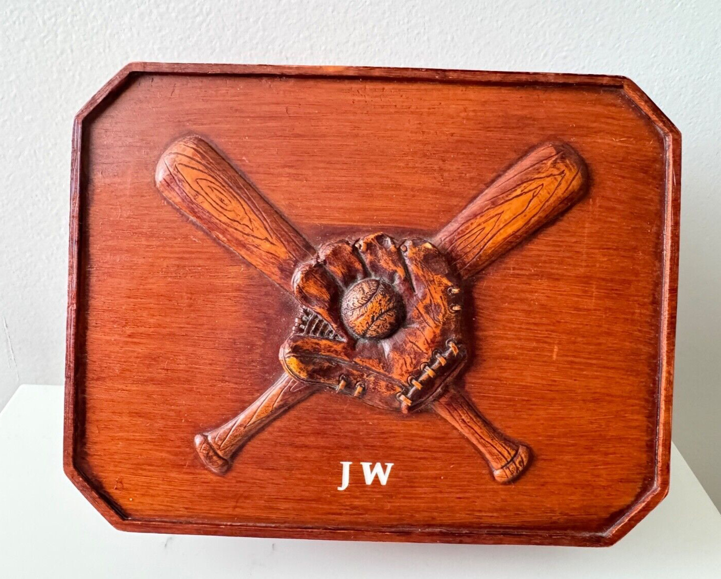 Wooden Trinket JW Baseball Club Box
