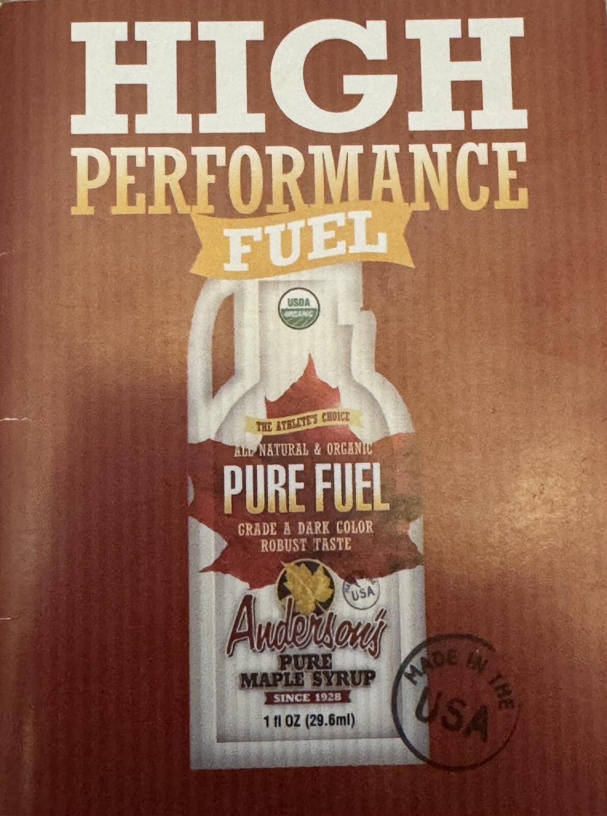 PURE FUEL! 100 X 1oz Anderson’s 💯Pure Organic Maple Syrup for Running/Athletes!