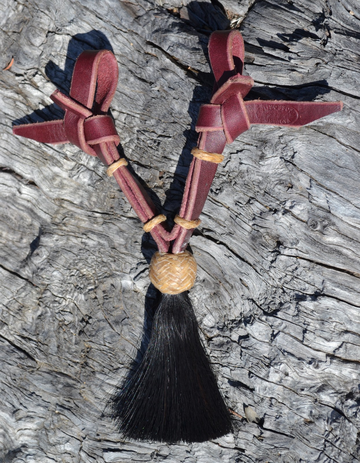 Jose Ortiz Latigo Leather Natural Rawhide Black Tassel Curb Strap Tie Ends