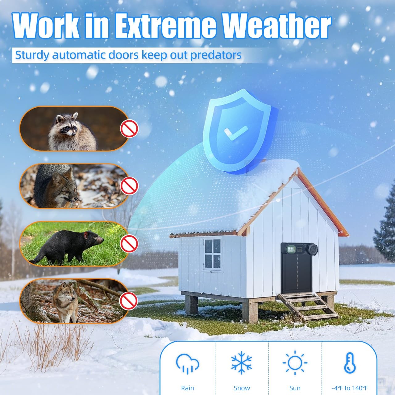 Automatic Chicken Coop Door Battery Powered, LCD Display Large Aluminum Auto ...