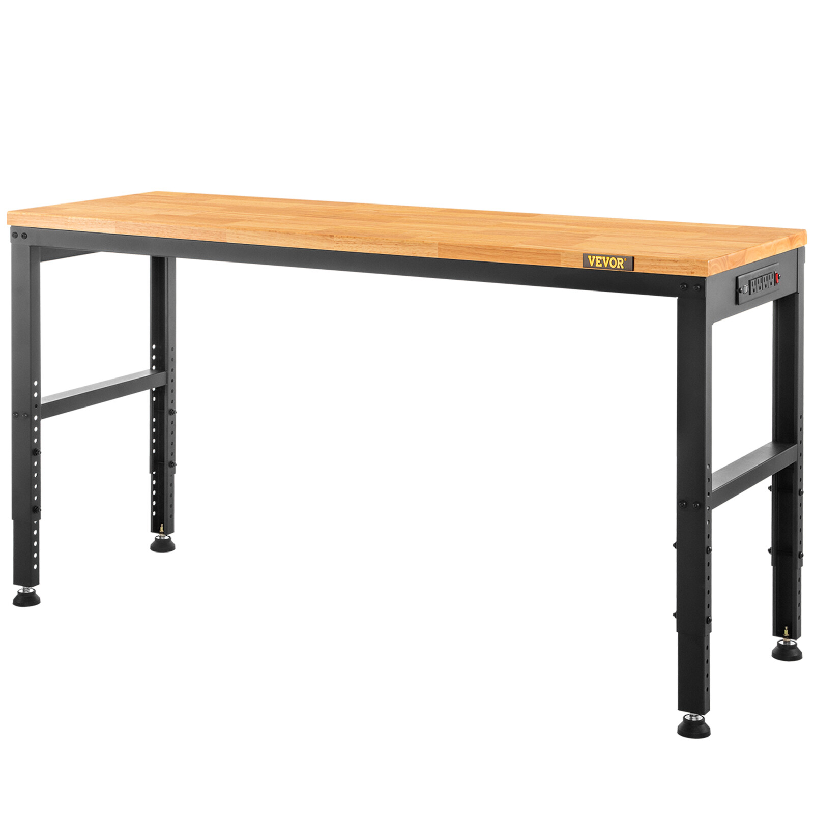 61"x 20" Adjustable Height Workbench 2000 lbs Oak Plank w/ Power Outlets 110V