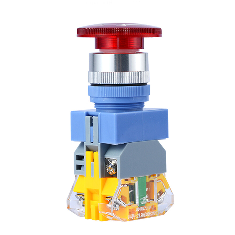 Red LED Illuminated 22mm E-STOP Switch Emergency Stop Push Button Switch 12-220V