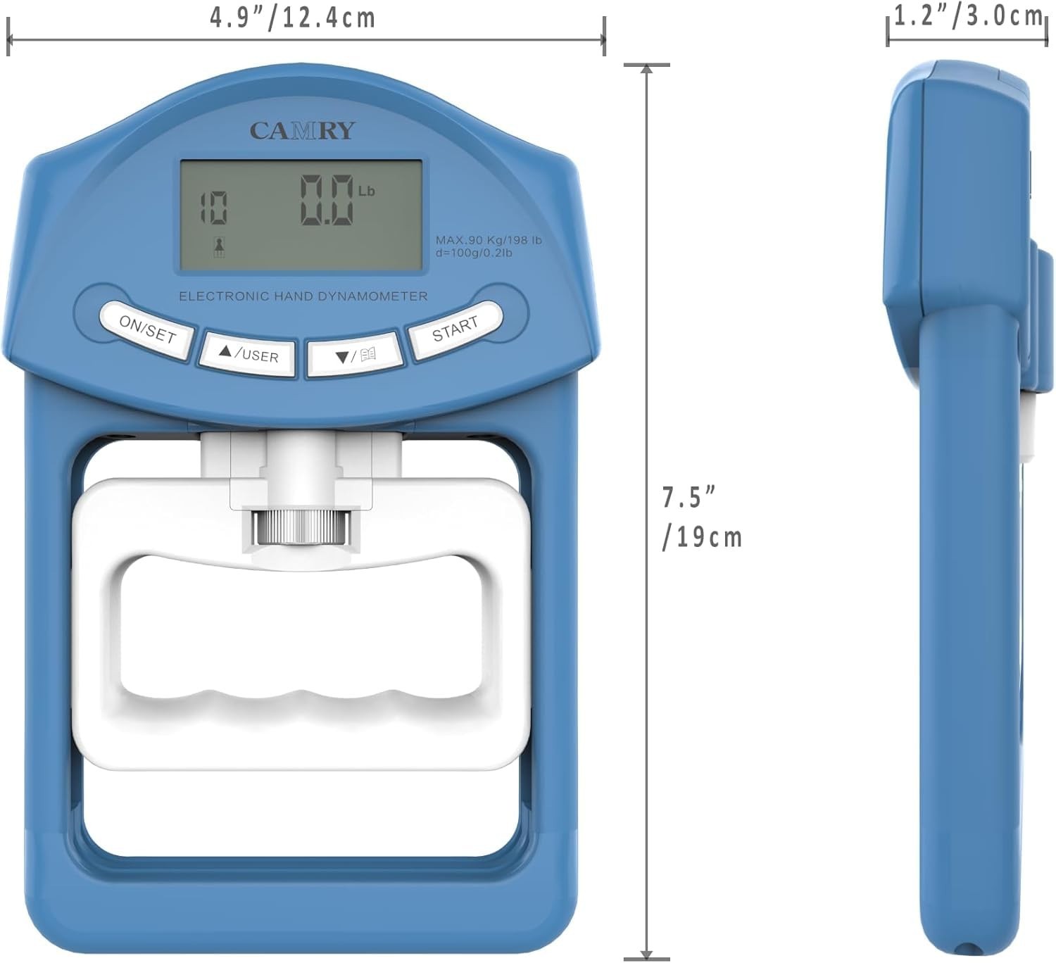 Digital Hand Dynamometer 200 Lbs Grip Strength Meter - Auto Capture Measurement
