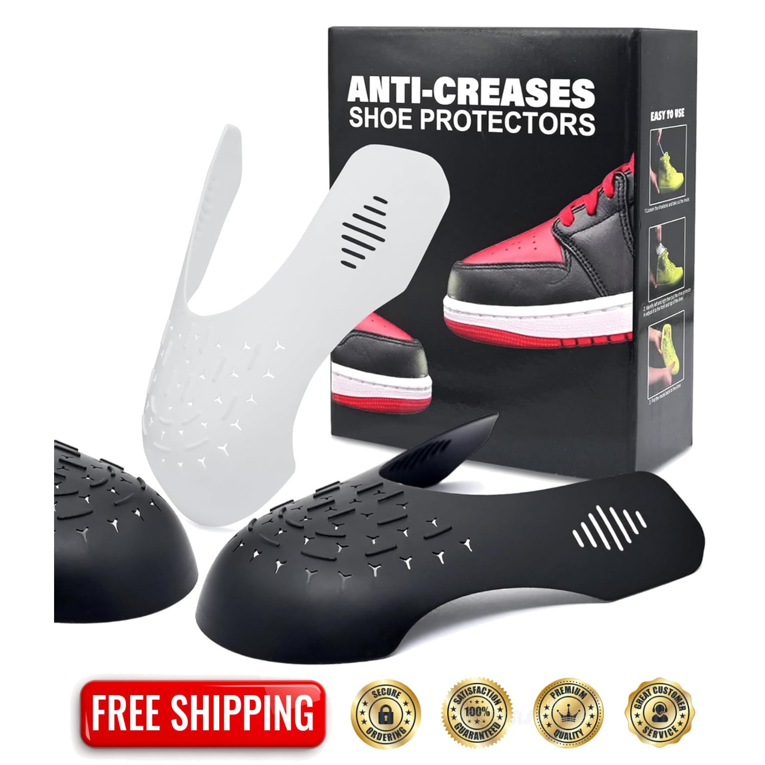Mens 4 Pair Shoe Protectors - Trim-to-Fit Design for Sneakers & Casual Wear