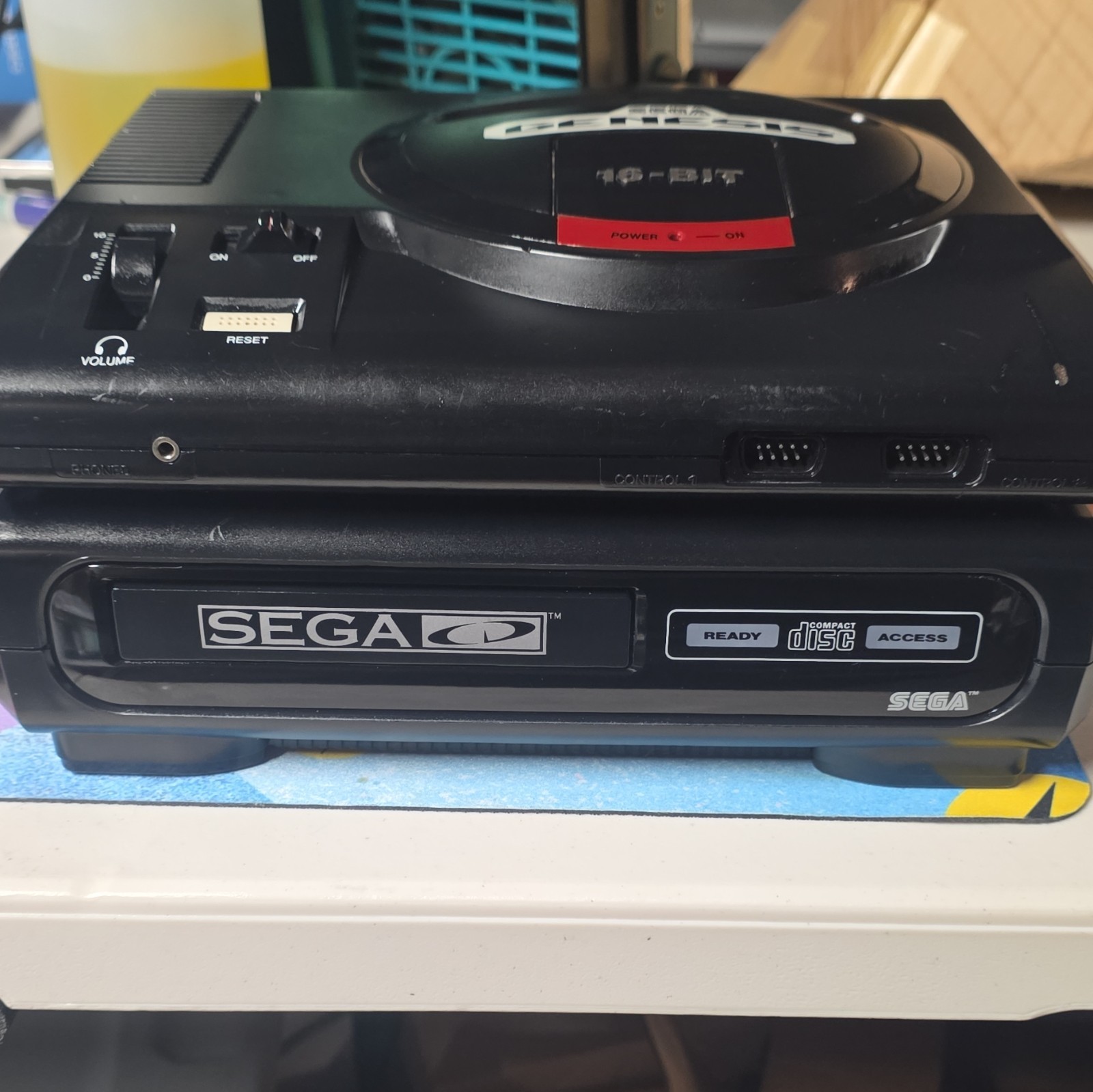 SEGA Genesis MK-4935 16-Bit Console w/ SEGA CD Model 1 NTSC-U/C RCA RF