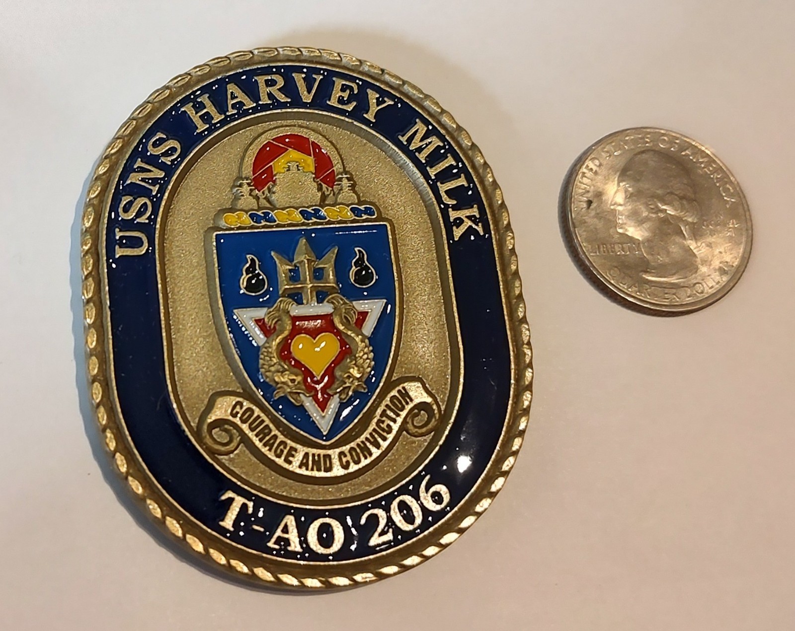 USNS Harvey Milk  T-A0 206 US Navy Challenge Coin LGBTQ+ USNS Oscar V Peterson